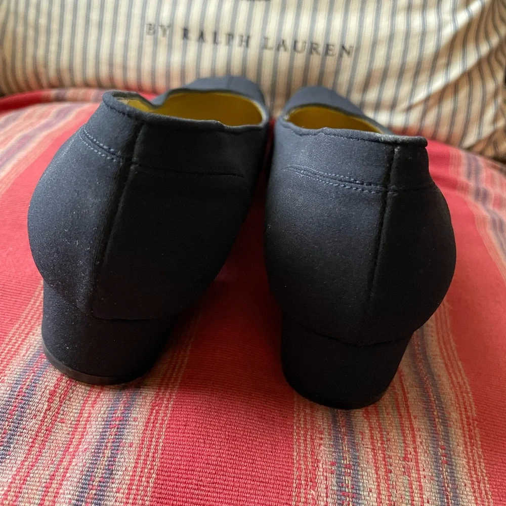 BRUNO MAGLI Made in Italy Square Toe Low Satin Pump in Midnight Navy 8 AA NWOB - Picture 6 of 7